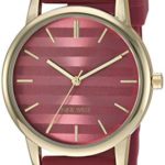 Nine West Women's Gold-Tone and Berry Red Silicone Strap Watch