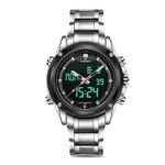 Business Mens Analog Digital Watch, Quartz Dual Time Zone Electronic