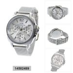 Coach Womens Mini Boyfriend Silver Tone Stainless Mesh Glitz Watch