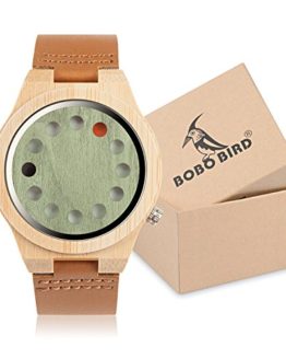 BOBO BIRD Mens Bamboo Wood Watch 12 Holes Timer Unique Design