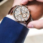 BUREI Men's Elegant Chronograph Watch with Date Display