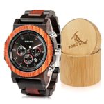 BOBO BIRD Mens Luxury Wooden Wrist Watches Large Size Date