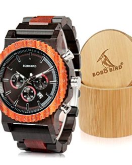 BOBO BIRD Mens Luxury Wooden Wrist Watches Large Size Date