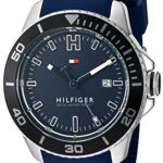 Tommy Hilfiger Men's Quartz Stainless Steel and Silicone Watch, Color:Blue