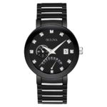 Bulova Men's Diamond-Accented Black Stainless Steel Watch