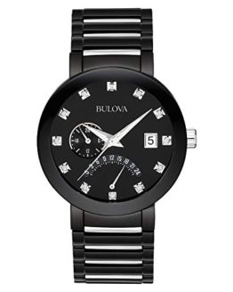 Bulova Men's Diamond-Accented Black Stainless Steel Watch