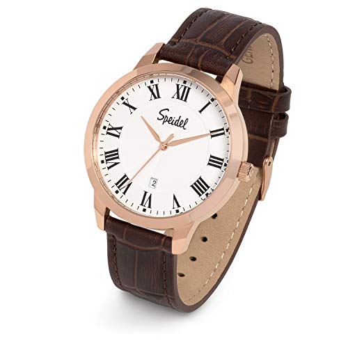 Speidel Classic Stainless Steel Rose Gold Tone Roman Numeral Watch