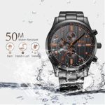BUREI Mens Analog Multifunction Chronograph Stainless Steel Watch