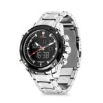 Business Mens Analog Digital Watch, Quartz Dual Time Zone Electronic