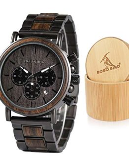 Mens Wooden Watches Business Casual Wristwatches Stylish Ebony Wood