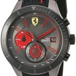 Ferrari Men's Quartz Stainless Steel and Silicone Watch, Color:Black