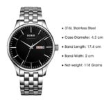 BUREI Men Simple Quartz Watch Black Analog Dial