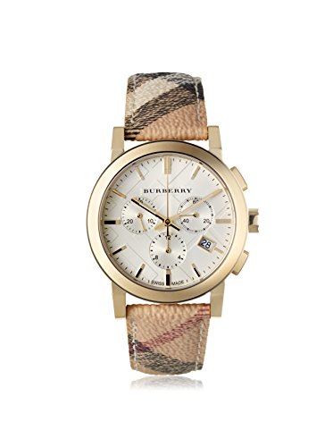 Burberry Women's The City White Plaid Leather Watch