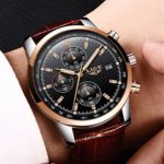 Watches Mens,Analog Quazrt Waterproof Watch Leather