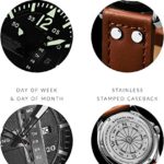 Stuhrling Original Mens Leather Watch - Black Aviation Watch Dial