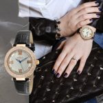 Peugeot Women's 'Luxury 14k Rose Gold Plated Black Watch