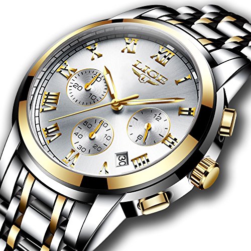Watches Mens Full Steel Quartz Analog Wrist Watch Men
