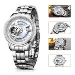 BUREI Men's Stainless Steel Automatic Watch with Silver Bracelet