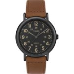 Timex Men's Weekender 40 Brown/Black Two-Piece Leather Strap Watch