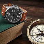 Stuhrling Original Mens Leather Watch - Black Aviation Watch Dial