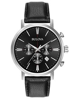 Bulova Men's Quartz Stainless Steel and Leather Casual Watch
