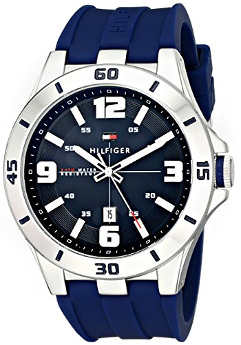 Tommy Hilfiger Men's Stainless Steel Watch with Blue Silicone Band