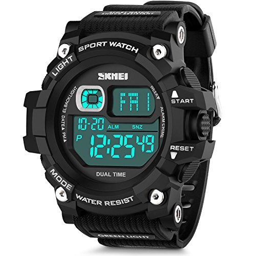 Men's Digital Sports Watch, Aposon Military Electronic Wrist Watch Alarm Back
