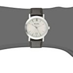 Bulova Unisex 96B217 Stainless Steel Watch with Brown Leather Band – Sunray Dial & Date Window