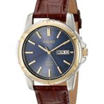Seiko Men's SNE102 Stainless Steel Solar Watch with Brown Leather Strap