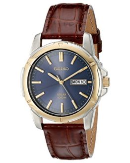 Seiko Men's SNE102 Stainless Steel Solar Watch with Brown Leather Strap