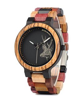BOBO BIRD Mens Colorful Wooden Watches Classic Leisure Quartz Wristwatches