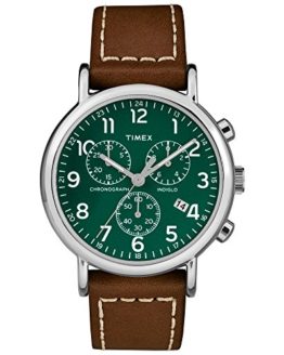 Timex Men's Weekender Chrono Brown/Green Two-Piece Leather Strap Watch