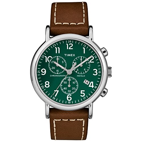 Timex Men's Weekender Chrono Brown/Green Two-Piece Leather Strap Watch