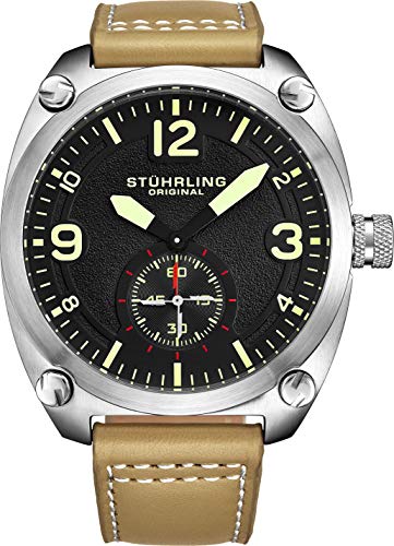 Stuhrling Original Men's Quartz Stainless Steel and Leather Casual Watch