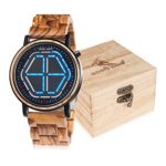 BOBO BIRD Bamboo Watch Mens Large Size Digital Led Display Night