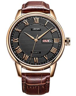 BUREI Men‘s Classic Quartz Wristwatch with Day Date Calendar