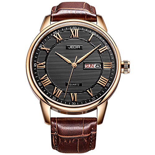 BUREI Men‘s Classic Quartz Wristwatch with Day Date Calendar