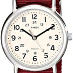 Timex Unisex T2P235 Weekender Maroon Nylon Slip-Thru Strap Watch