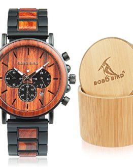 BOBO BIRD Men’s Casual Wrist Watch, Wood & Stainless Steel Watch