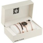 Anne Klein Women's Rose Gold-Tone Bangle Watch and Bracelet Set