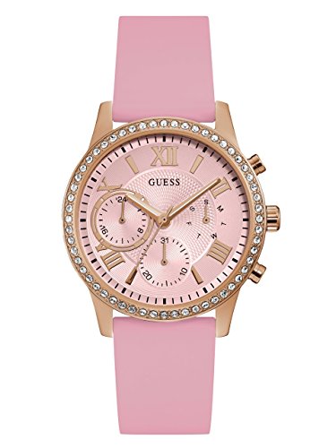 GUESS Women's Quartz Stainless Steel and Silicone Casual Watch