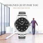 Aposon Men's Quartz Analog Watch – Classic Business Casual Roman Numeral Wrist Watch, Waterproof with Stainless Steel Band