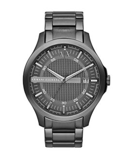 Armani Exchange Hampton Grey Textured Dial Gunmetal Ion-plated Mens Watch