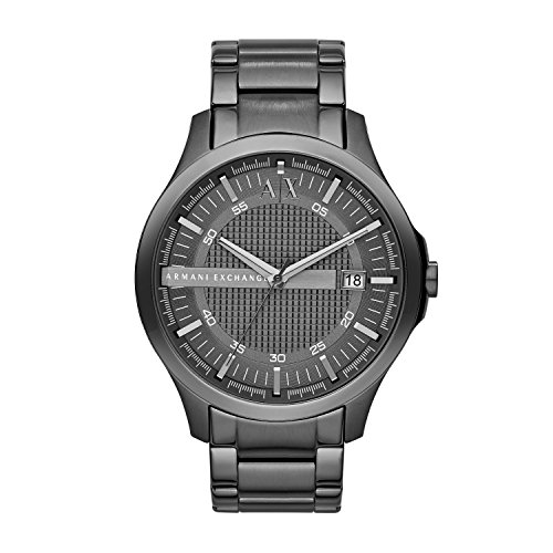 Armani Exchange Hampton Grey Textured Dial Gunmetal Ion-plated Mens Watch