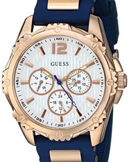GUESS Women's Quartz Stainless Steel and Silicone Casual Watch