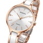 Ladies Quartz Watch Women bracelet set-MAMONA Rose Gold White