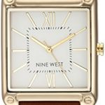 Nine West Women's Gold-Tone and Brown Strap Watch