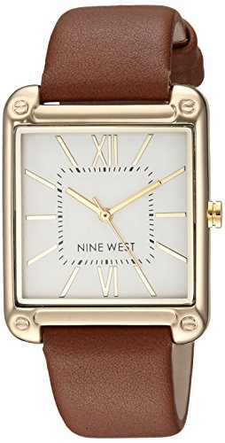 Nine West Women's Gold-Tone and Brown Strap Watch