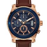 GUESS Men's Quartz Stainless Steel and Leather Casual Watch
