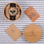 BOBO BIRD Men's Large Bamboo Wood & Stainless Steel Chronograph Watch – Military Style Quartz